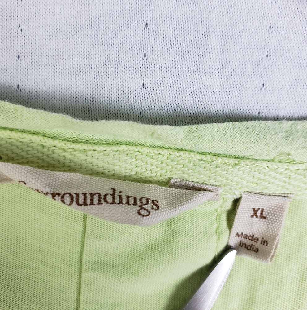 Soft Surroundings Tunic Cotton Top Lime Green Cotton size XL Lagenlook Pockets - Picture 4 of 11